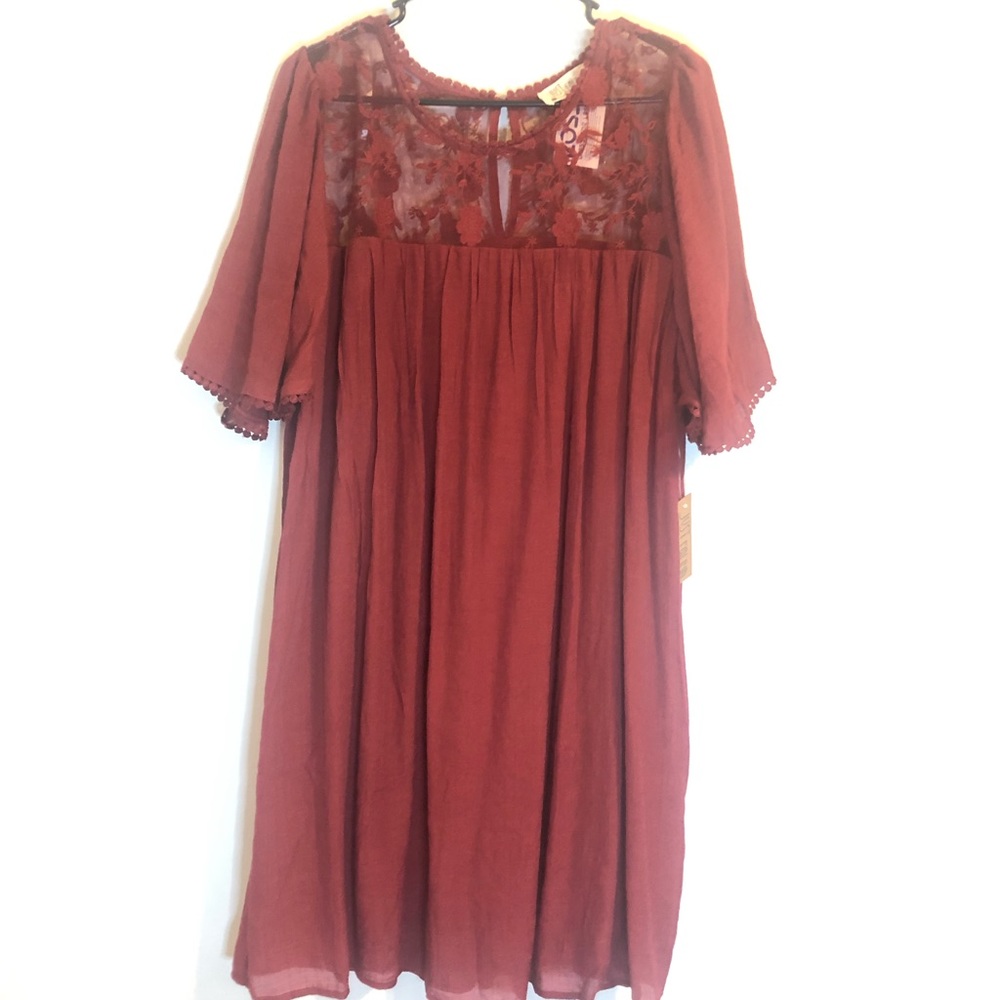 Deep Red Lace Chest Dress